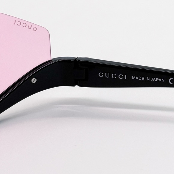 NEW GUCCI GG1650S 002 SHIELD BLACK PINK WOMEN SUNGLASSES GUCCI EYEWEAR - Picture 11 of 13